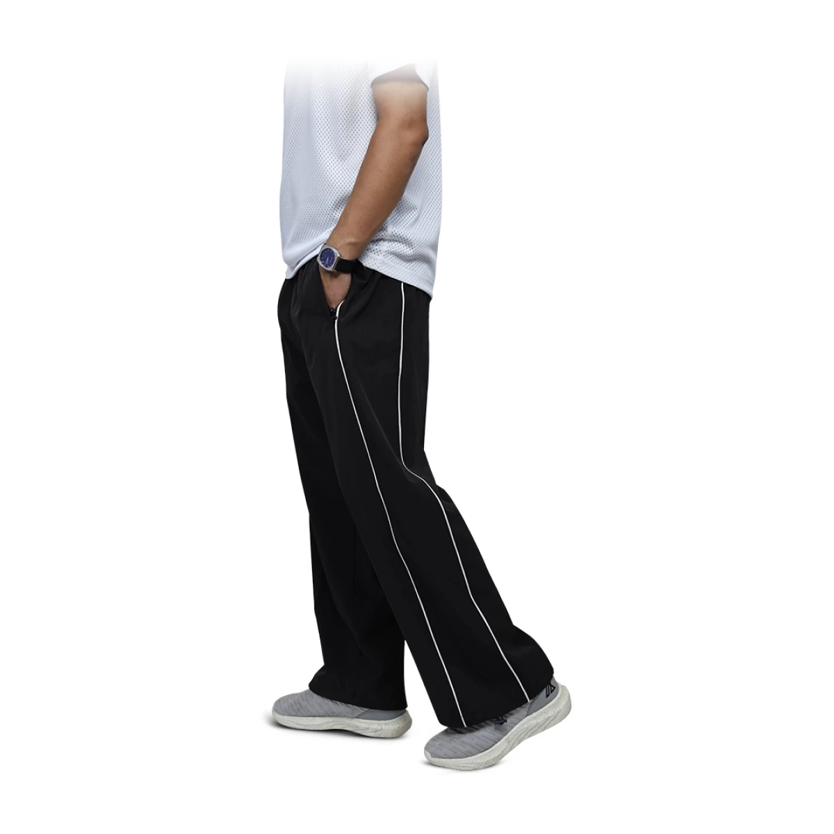 KTM CTY Baggy Track Pants – Black Relaxed Fit Streetwear Trousers with White Side Piping