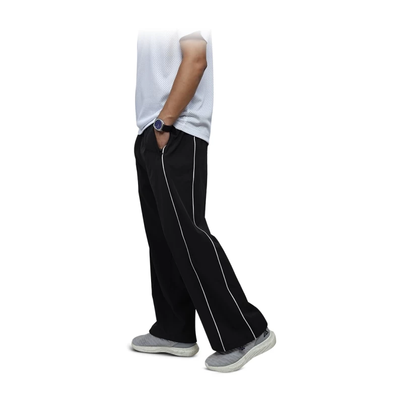 KTM CTY Baggy Track Pants – Black Relaxed Fit Streetwear Trousers with White Side Piping