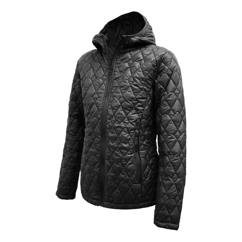 Bella Quilted Polyfiber Jacket with Hood – Black Quilted Winter Jacket for Everyday Wear 0