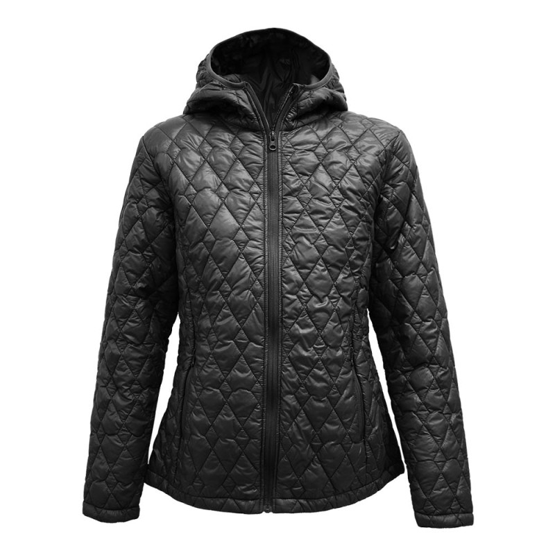 Bella Quilted Polyfiber Jacket with Hood – Black Quilted Winter Jacket for Everyday Wear