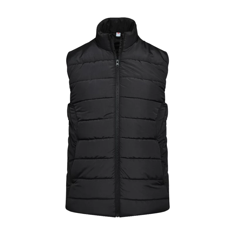Classic Puffer Half Jacket – Black Quilted Sleeveless Winter Jacket with High Collar and Front Zip