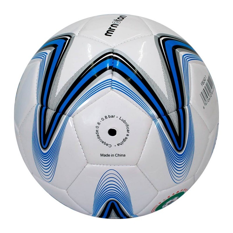 A white Grassroot football featuring custom black panels—including one with a speckled pattern and silver geometric striped borders 2