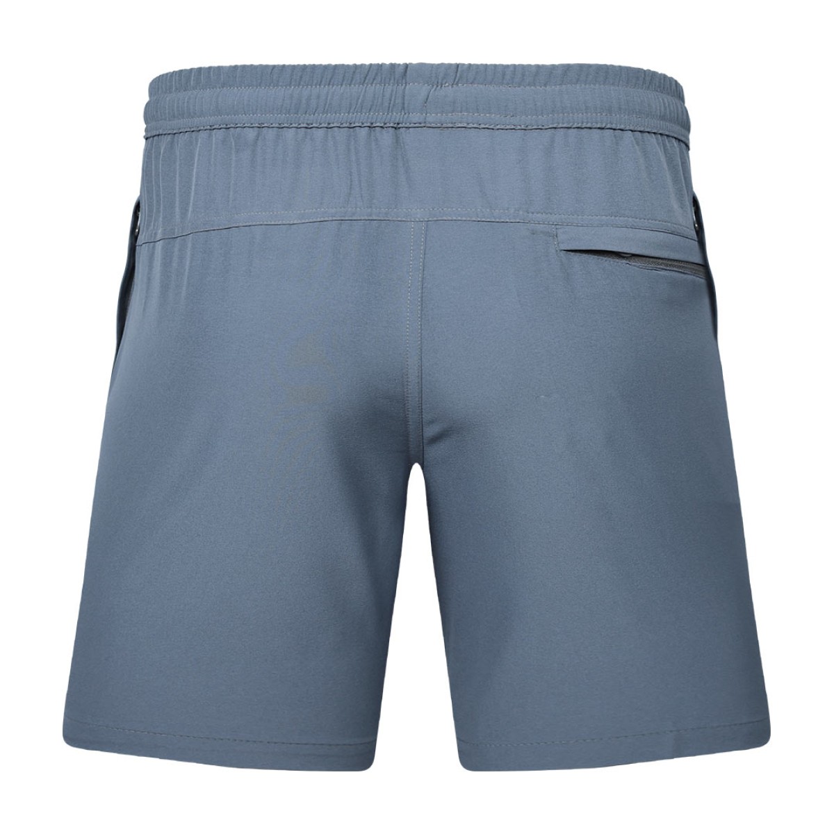 Detail shot of a man wearing comfortable grey-blue KTM CTY Aerfofit half pants, shorts, featuring a secure zip pocket and small side slits at the hem for ease of movement 3