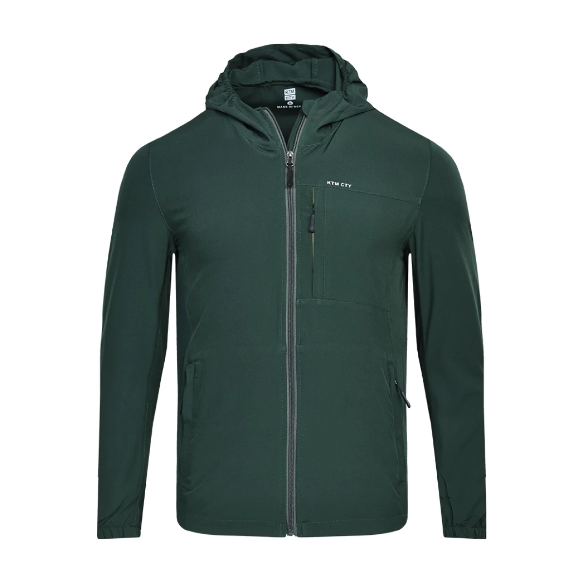 KTM CTY Green Windbreaker Windcheater Jacket with Hood and Full-Zip Design with Chest Pocket 1
