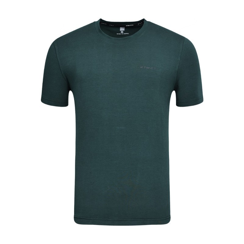 A solid dark green KTM CTY Foundation short-sleeve crew neck t-shirt featuring a clean, minimalist design, ideal for breathable casual summer wear.