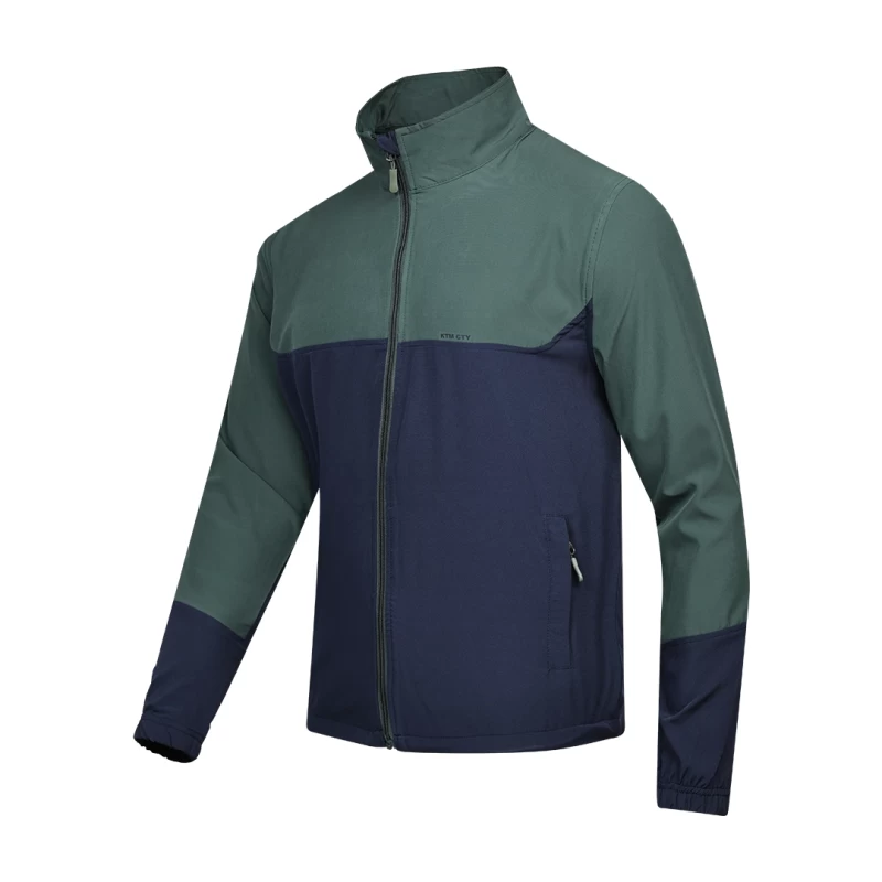 KTM CTY Green and Navy Color-Block Windcheater Jacket with Full-Zip Front and Stand Collar 0