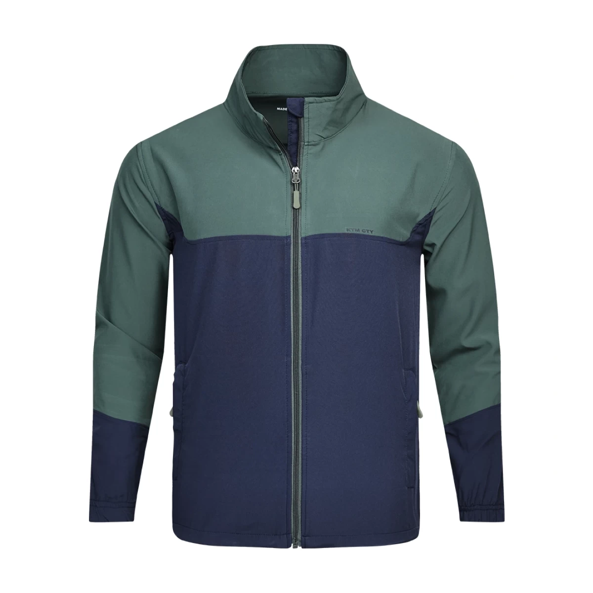 KTM CTY Green and Navy Color-Block Windcheater Jacket with Full-Zip Front and Stand Collar 0