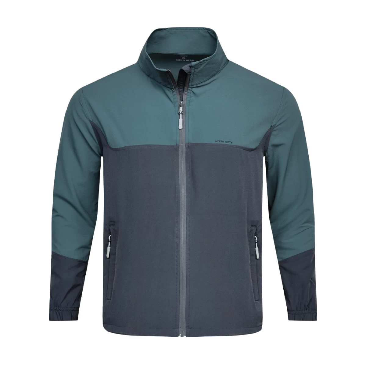 KTM CTY Green and Navy Color-Block Windcheater Jacket with Full-Zip Front and Stand Collar 2