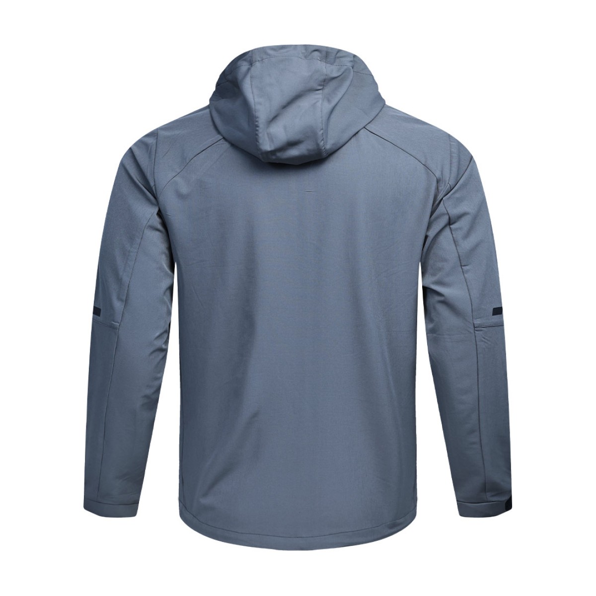 A solid grey KTM CTY Metro Shift Windbreaker jacket featuring a full front zipper, an adjustable hood, and contrasting black zippered side pockets for a sleek, modern look. 1