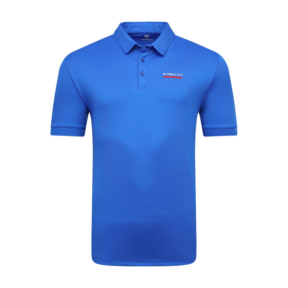 A man styling the forest green KTM CTY Pulse athletic polo tshirt, featuring a classic buttoned collar and short sleeves, paired comfortably with casual grey trousers 1