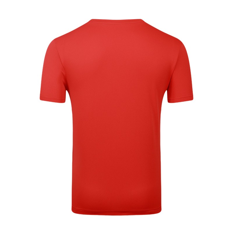 A vibrant red Unisex Half Sleeve crew neck t-shirt featuring a standard fit and a completely blank, solid color design for versatile casual styling. 5